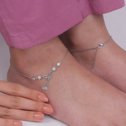 Silver Be A Butterfly Anklet