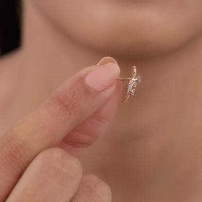 Rose Gold Amara Leaf Lab Grown Diamond Studs