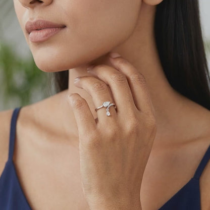 Silver Falling Light Ring