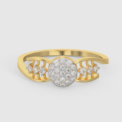 Gold Shining Cluster Diamond Ring