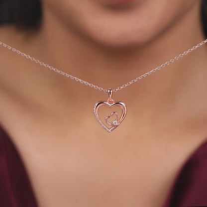 Rose Gold Rose Harmony Pendant With Link Chain