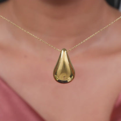 Golden Dome Drop Pendant With Link Chain