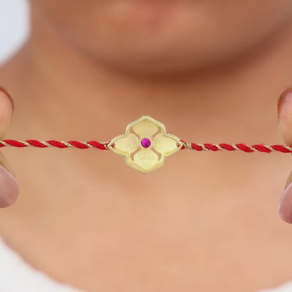 Golden Colourful Floral Rakhi