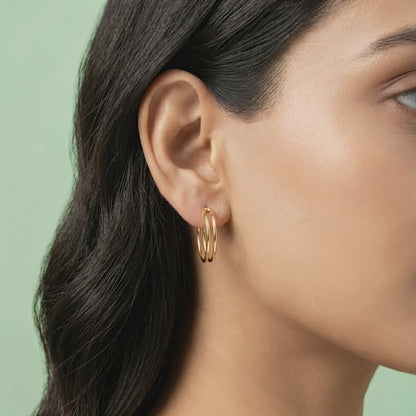 Golden Glamorous J Hoop Earrings