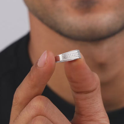 Silver Lustrous Square Ring For Him