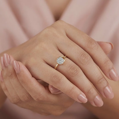 Gold Teardrop Halo Lab Grown Diamond Ring (Size 12)