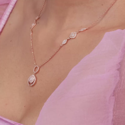 Rose Gold Radiant Halo Necklace
