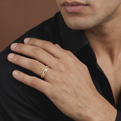 Golden Bold Fate Ring For Him (Size 20)