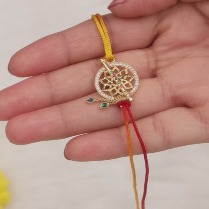 Golden Mandala Flute Rakhi