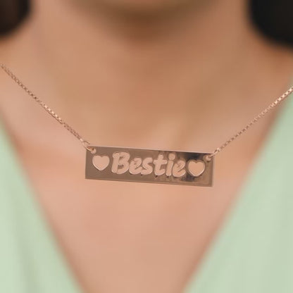 Rose Gold Personalised Name Engraved with Love Necklace