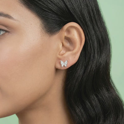 Silver Butterfly Bliss Stud Earrings