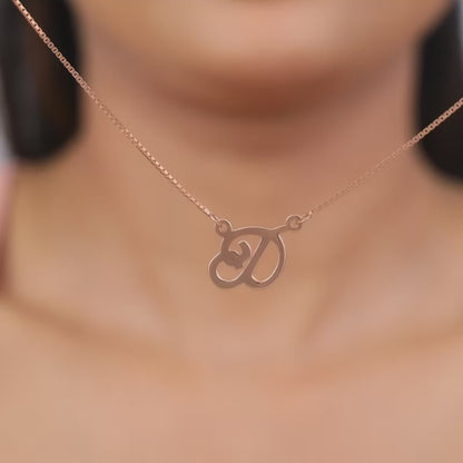 Rose Gold Personalised Cursive Initial Necklace