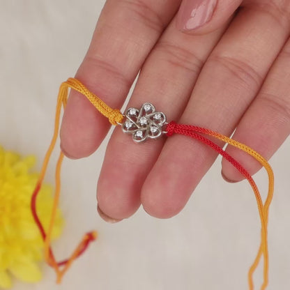 Silver Flowery Rakhi