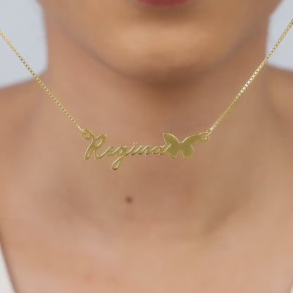 Golden Personalised Butterfly Pendant