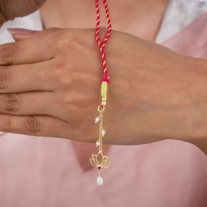 Golden Padma Pearl Lumba Rakhi