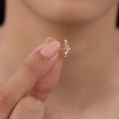 Gold Elegant Starbust Lab Grown Diamond Earrings