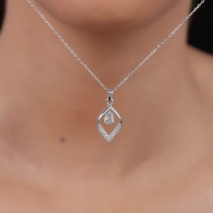 Silver Bling Queen Pendant with Link Chain