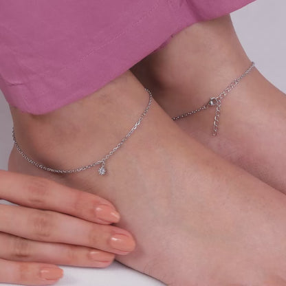 Silver Glow Linked Chain Anklet