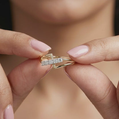 Gold Lustre Whirl Lab Grown Diamond Ring (Size 12)