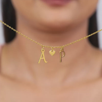 Golden Personalised Love Initials Necklace