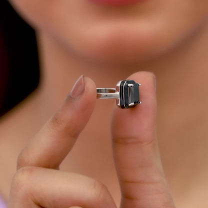 Silver Ebon Black Ring
