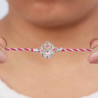 Silver Floral Sparkle Rakhi