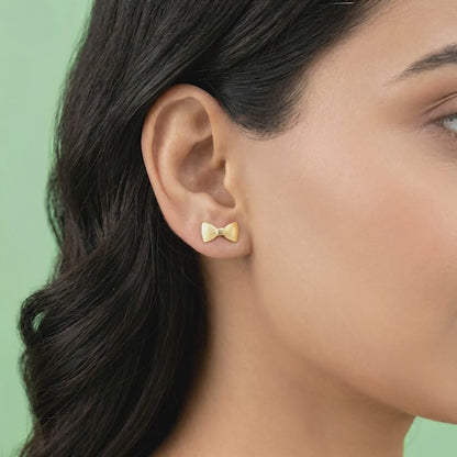 Golden Bow Love Stud Earrings