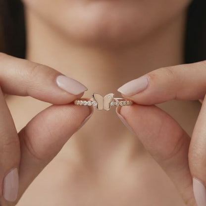 Rose Gold Butterfly Glow Ring (Size 12)