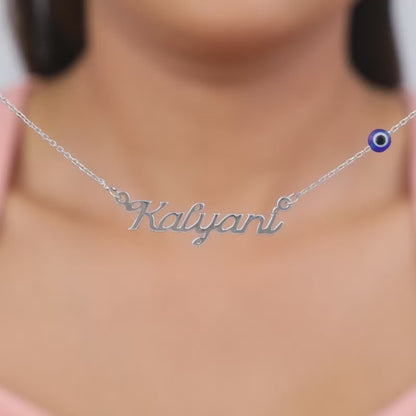 Silver Evil Eye Personalised Name Necklace