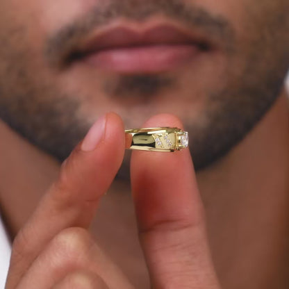 Golden Zircon Ornate Ring For Him