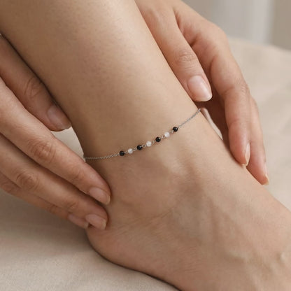Silver Night Pebble Anklet
