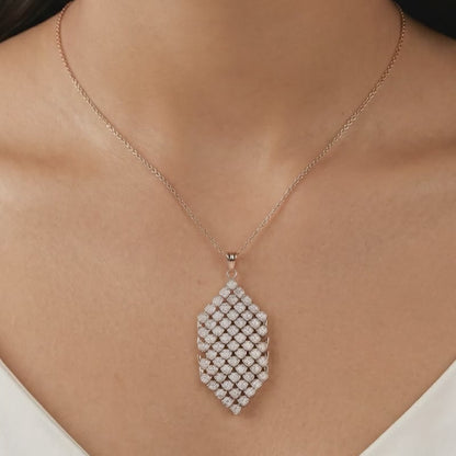 Dual Tone Aurora Angle Silver Pendant With Link Chain