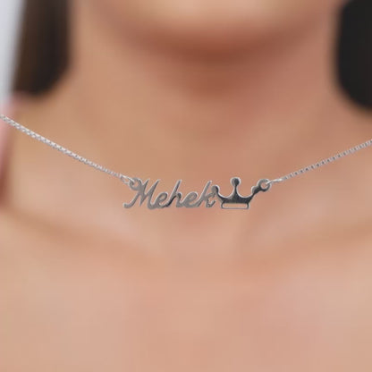 Silver Personalised Queen Necklace