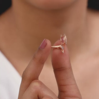 Rose Gold Pink Quartz Flower Ring