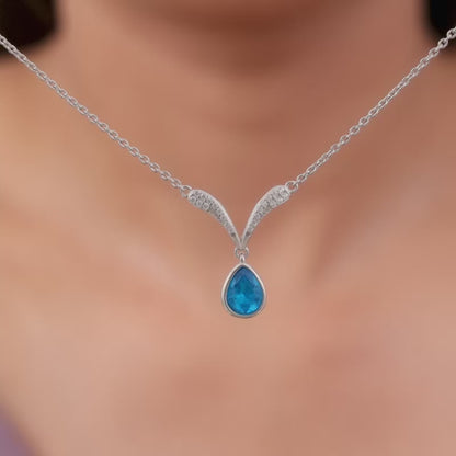 Silver Aqua Blue Necklace