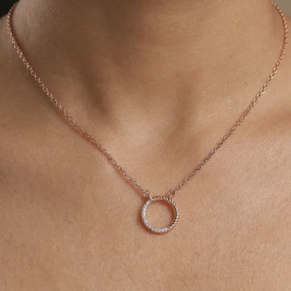 Rose Gold Gleaming Circle Necklace