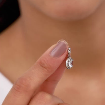 Silver Zircon Halo Earrings