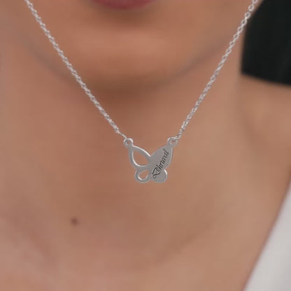 Silver Personalised Butterfly Necklace