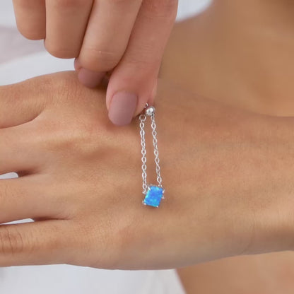 Silver Opal Rectangle Chain Ring