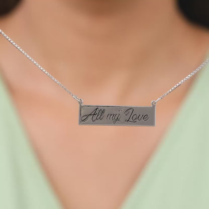 Silver Engraved Pendant with Box Chain