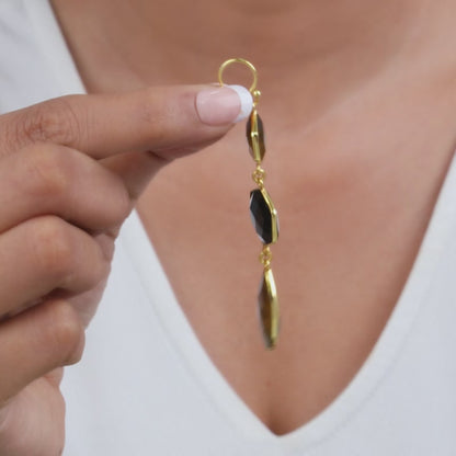 Golden Onyx Flame Dangler Earrings