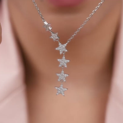 Silver Starry Drop Necklace