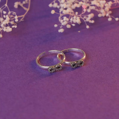 Oxidised Silver Infinity Bling Toe Rings