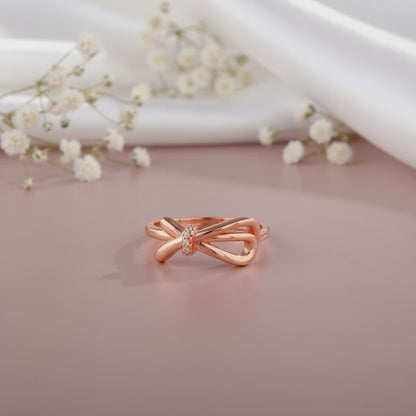 Rose Gold Ribbon Shine Ring