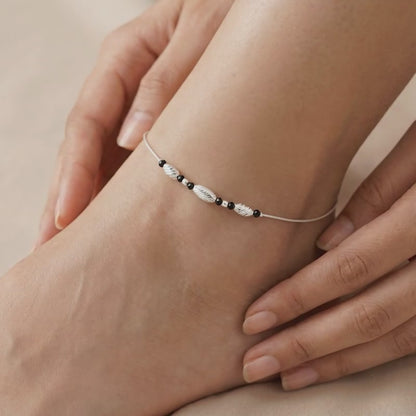 Silver Chrome Beaded Anklet