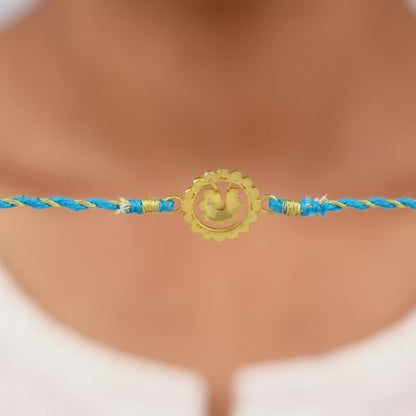 Golden Peacock Blossom Rakhi