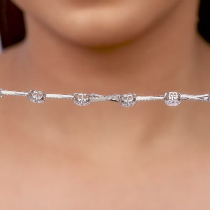 Silver Zircon Excess Necklace