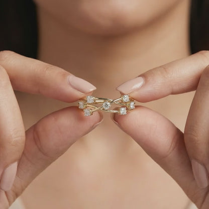 Gold Interlace Orbit Lab Grown Diamond Ring (Size 12)