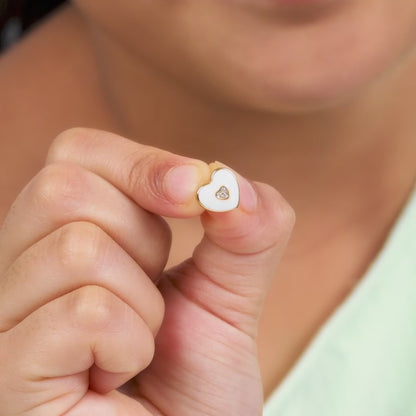 Golden White Heartie Kids Studs