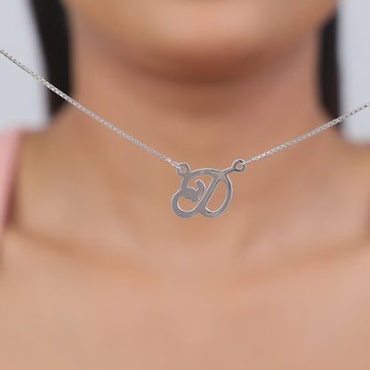 Silver Personalised Cursive Initial Necklace